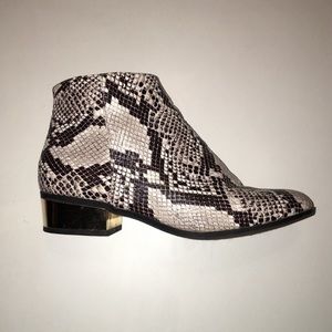Faux snakeskin booties